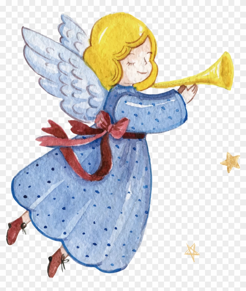 Christmas Angel With A Trumpet Clipart #1729780