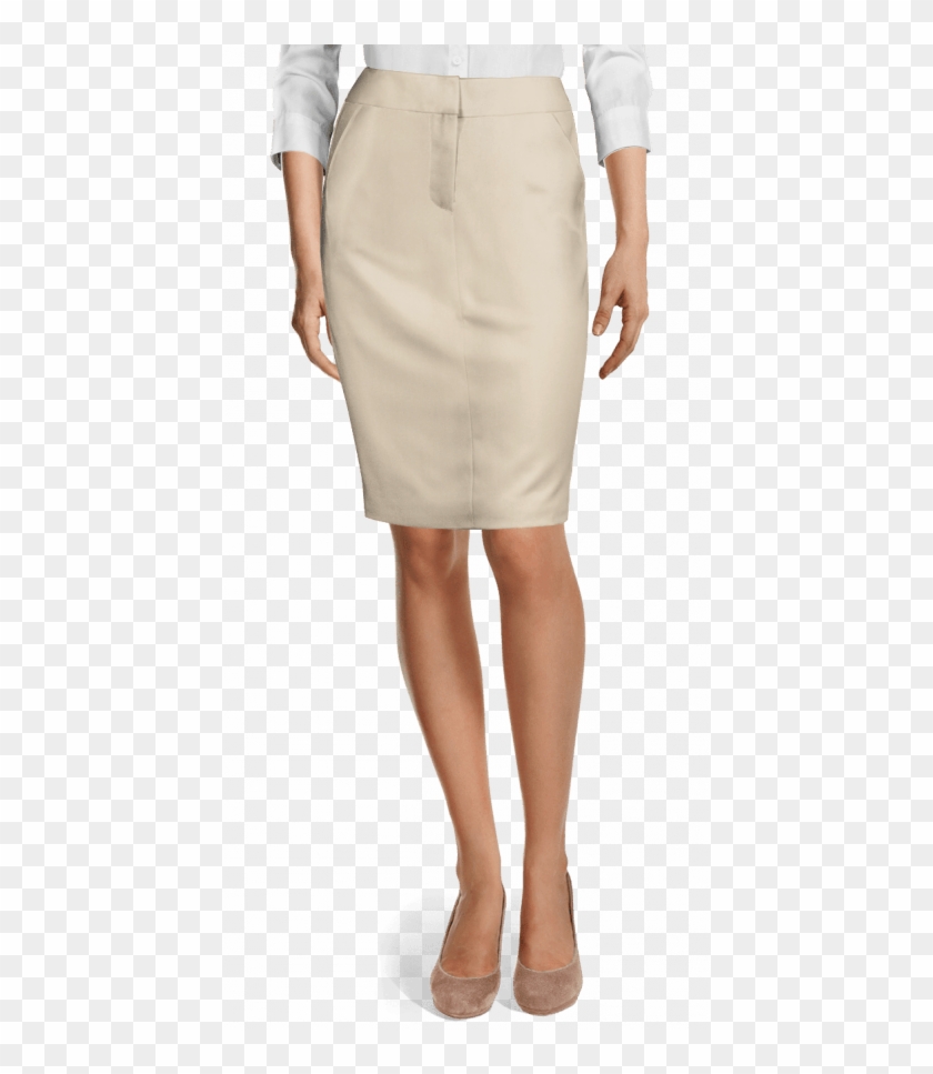 Beige Polyester Pencil Skirt - Black Linen High Waisted Pants Clipart