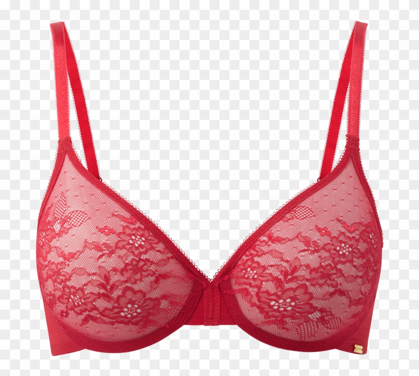 Glossies Lace Sheer Bra Red Product Front Clipart