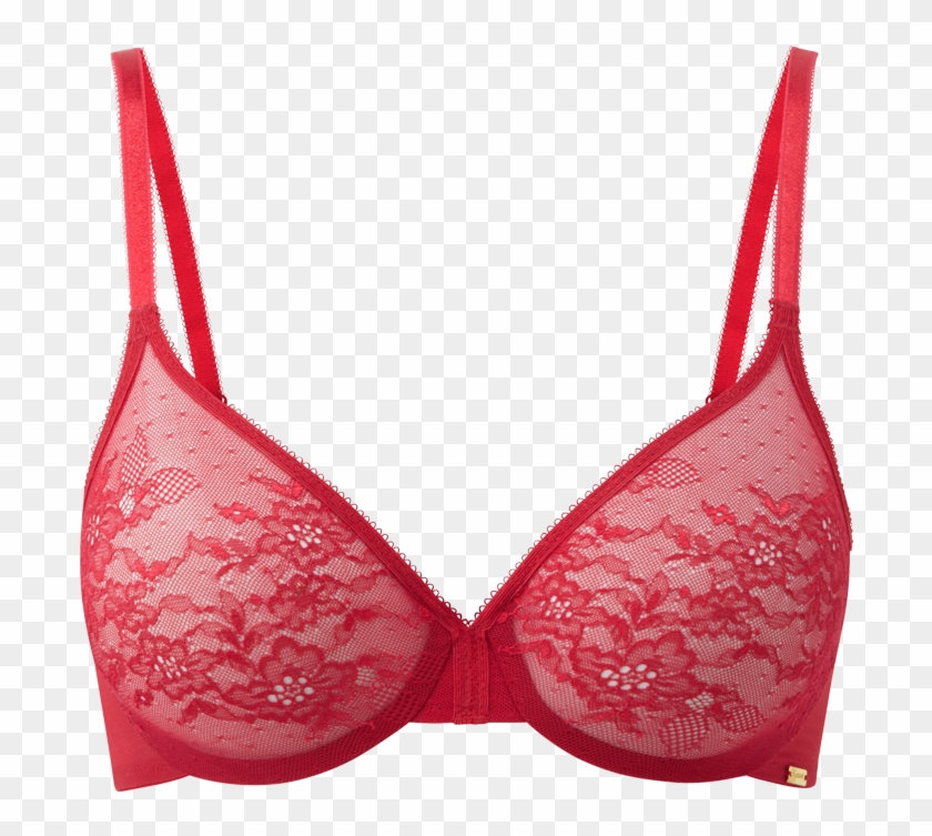 Glossies Lace Sheer Bra Red Product Front Clipart #1733398
