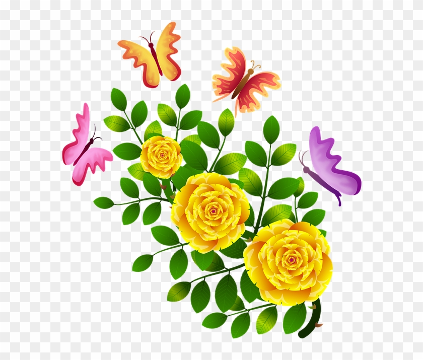 Flores Y Mariposas Png - Flores Con Mariposas Png Clipart #1733716