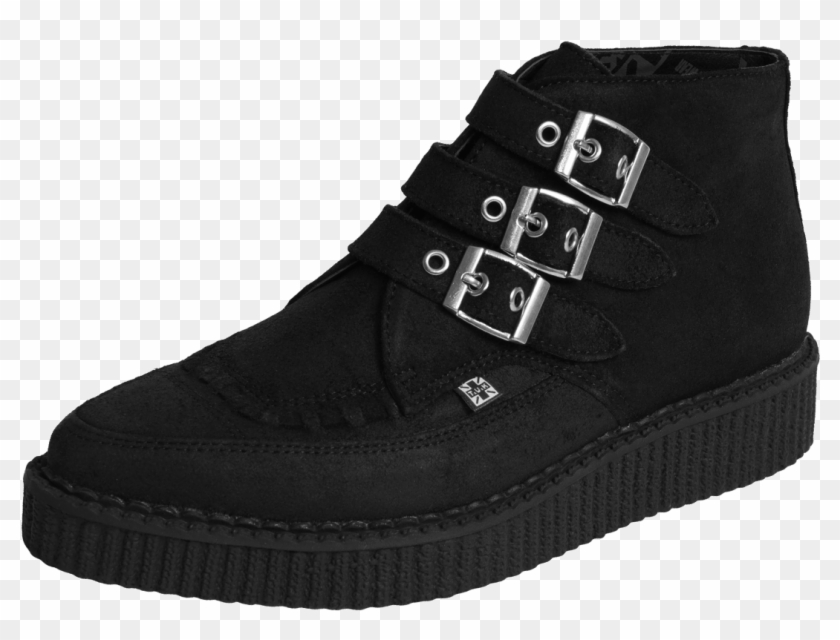 3 Buckle Black Waxy Suede Pointed 