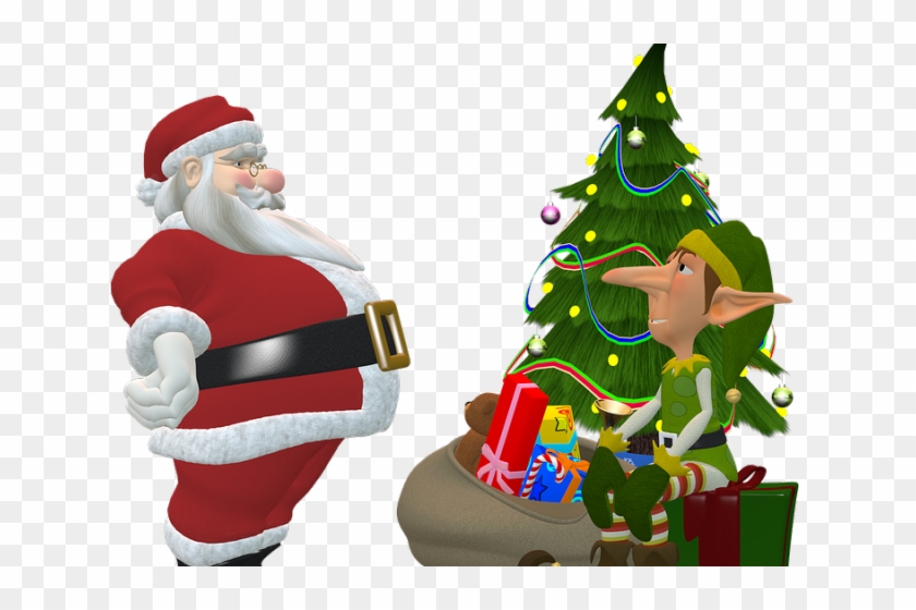 Elf Png Transparent Images - Santa Claus And Christmas Tree Png Clipart #1738366
