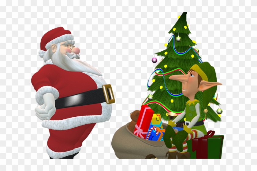 Elf Png Transparent Images - Santa Claus And Christmas Tree Png Clipart