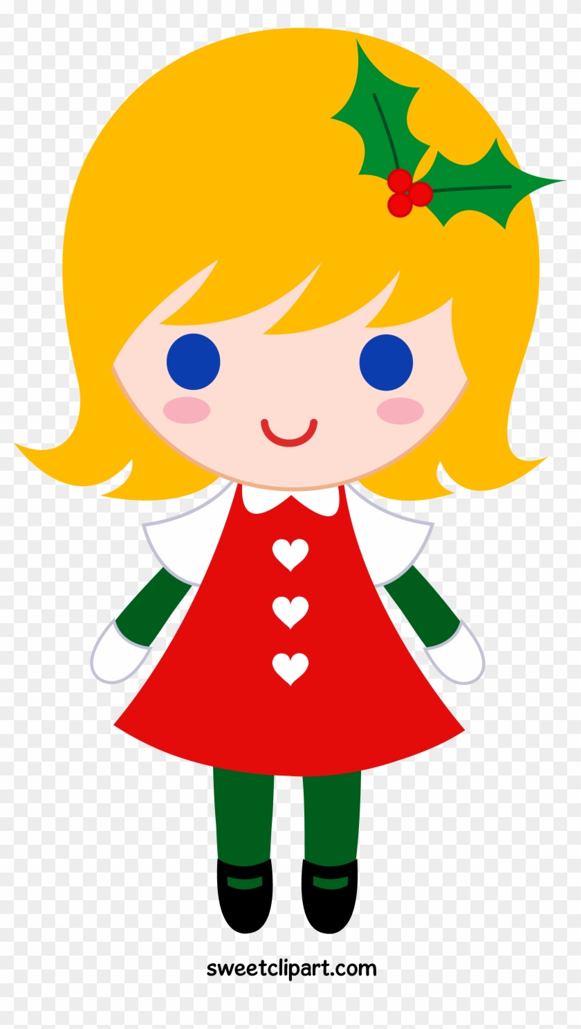 Sweet Clip Art - Little Girl Clipart Christmas - Png Download