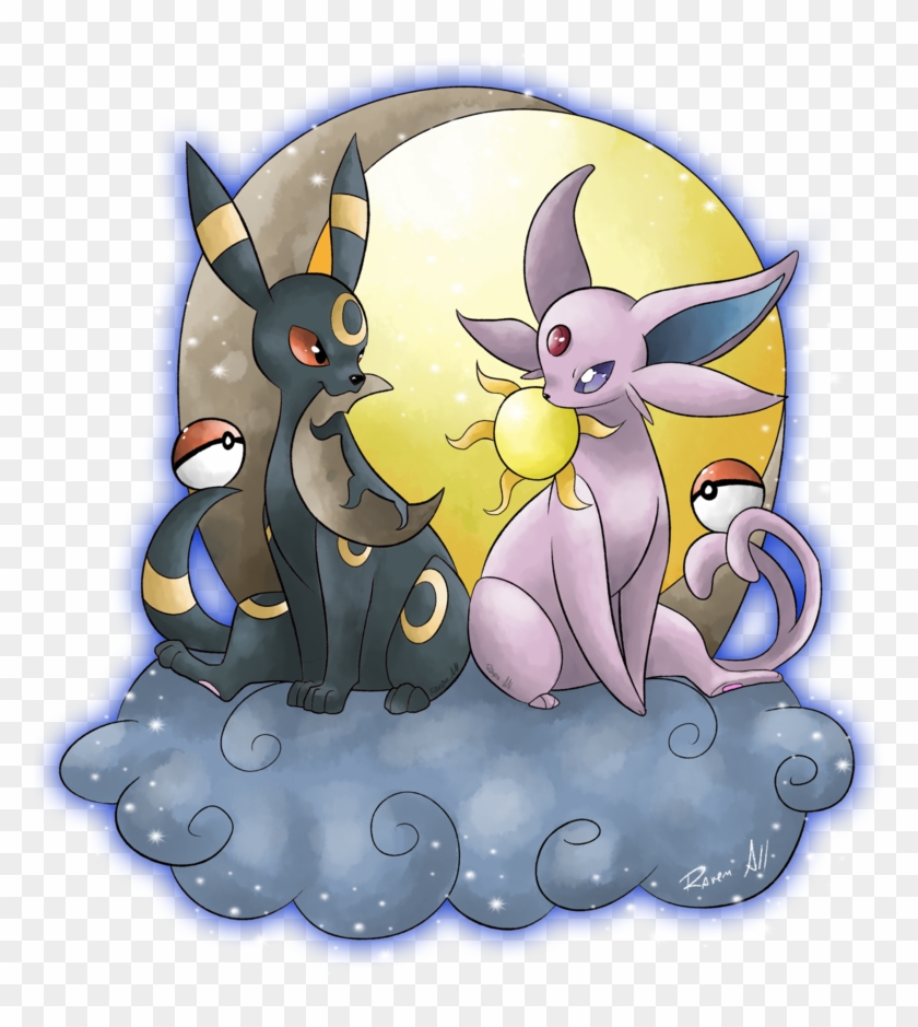Day And Night By Allocen Umbreon, Espeon, Pokemon Videohry, - Umbreon And Espeon Moon Clipart #1742615