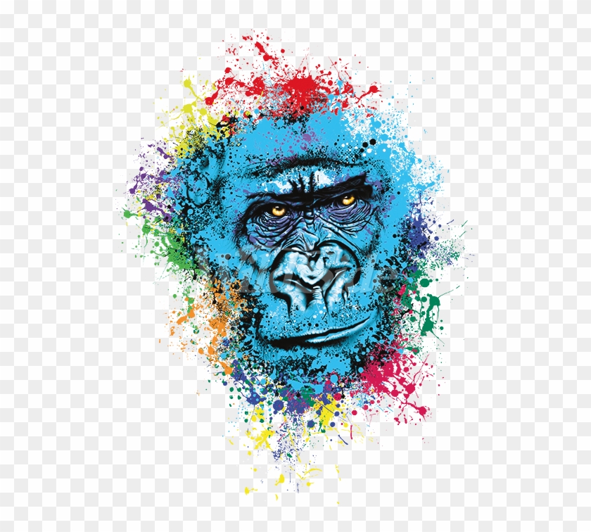 Color Splash Gorilla Face - Graffiti Gorilla Clipart #1743547