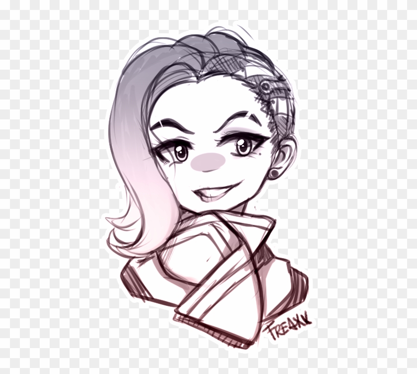 Black And White Stock Quick Chibi Sombra Doodle By - Chibi Overwatch Sombra Drawing Clipart
