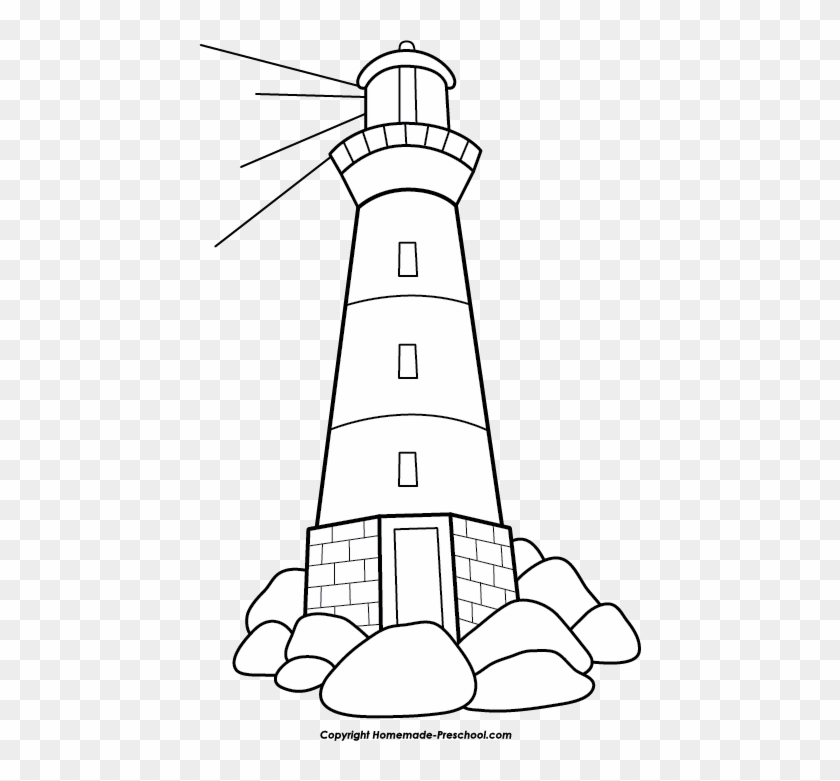 442 X 701 8 - Lighthouses Clipart Black And White - Png Download #1743832