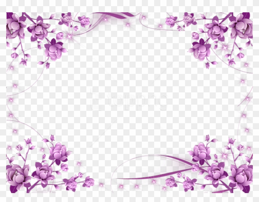 Free Png Transparent Pink Flowers Frame Background - Flower Frame Clipart