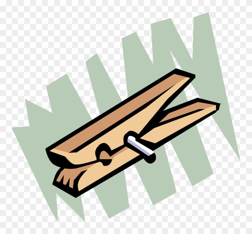 Vector Illustration Of Clothespin Or Clothes-peg Fastener - Clothespin Clip Art - Png Download