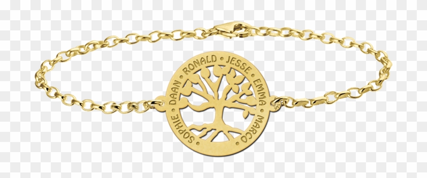 Golden Bracelet With Cut Out Tree Of Life - Gouden Armband Met Naam Clipart #1745581