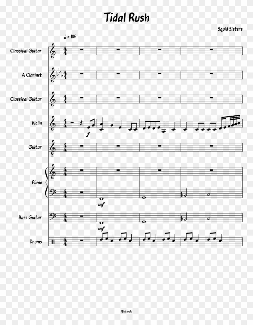 Tidal Rush Sheet Music For Clarinet, Violin, Piano, - Sheet Music Clipart