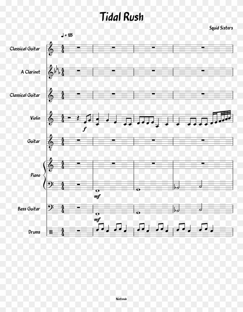 Tidal Rush Sheet Music For Clarinet, Violin, Piano, - Sheet Music Clipart #1749854