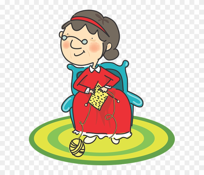 Grandma Knitting Cartoon Clipart