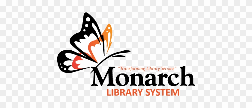 Monarch Library System Logo White Wings - Graphic Design Clipart