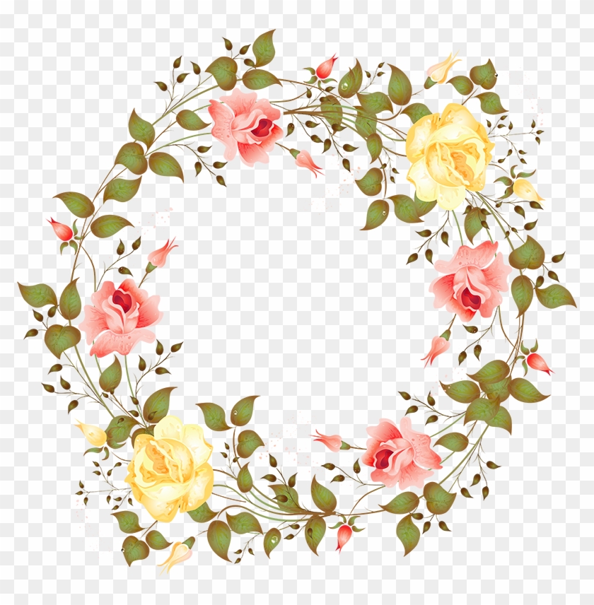 Rose Wedding Invitation Flower Pink - Flower Wreath Watercolor Clipart