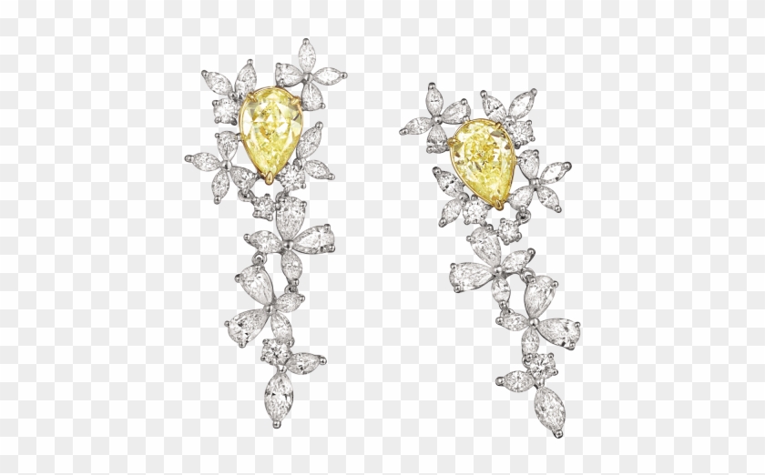 Fancy Yellow Pear Shaped Diamond Earrings - Crystal Clipart #1752008