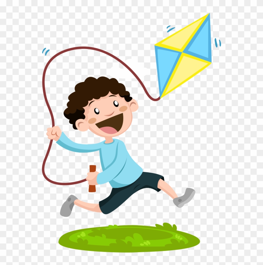 Child Motor Skill Play Clip Art Cartoon - Fly A Kite Dibujo - Png Download #1752180