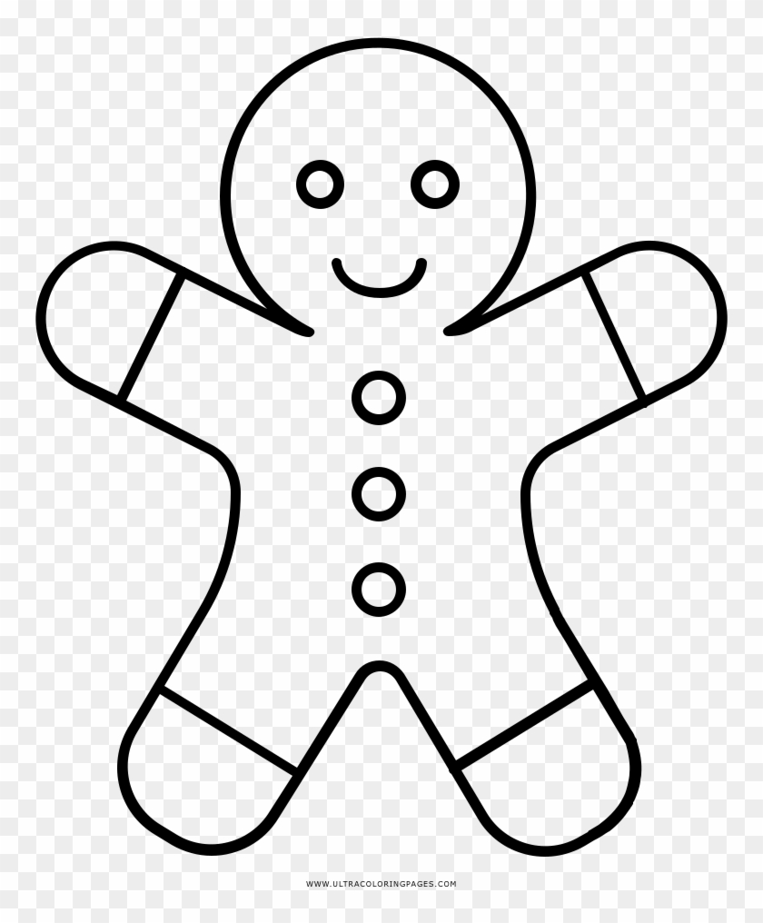 Gingerbread Man Coloring Page - Dibujo Galleta De Jengibre Para Colorear Clipart