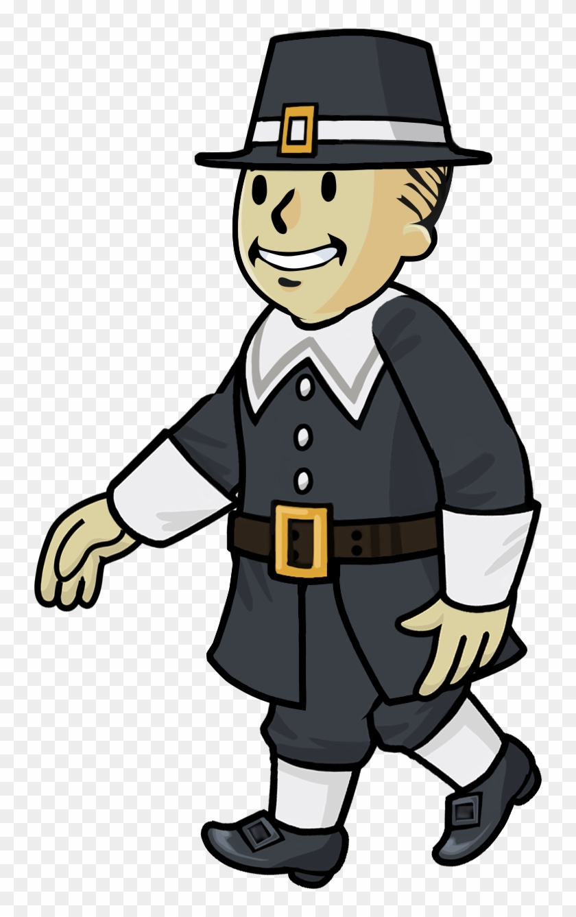 Fos Pilgrim Male Walking - Pilgrim Outfit Png Cartoon Clipart #1753903