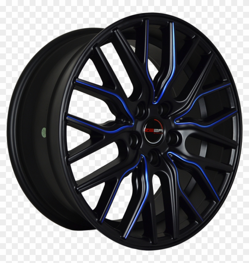 18 Inch Matte Black Blue Mill Rims Flare Gwg Wheels - Hubcap Clipart