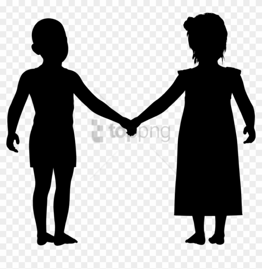 Free Png Download Boy And Girl Holding Hands Silhouette - Little Boy And Girl Silhouette Clipart #1754191