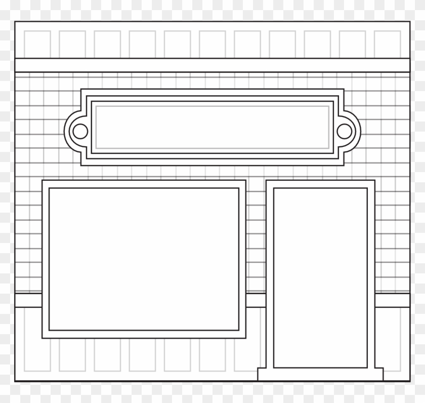Store Fronts Shop 10 Black White Line Art 999px - Technical Drawing Clipart #1754277