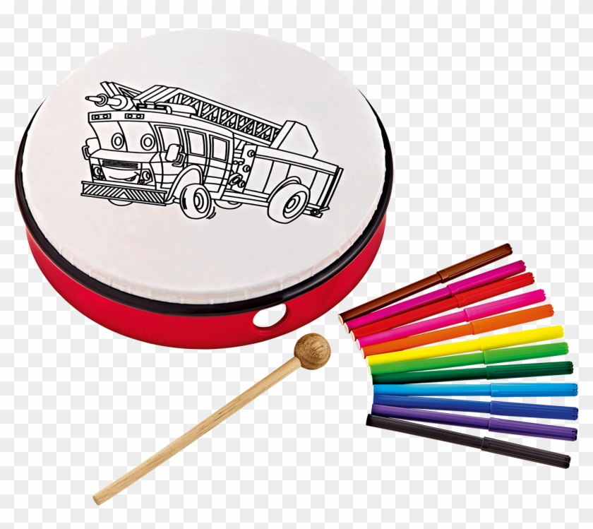 Customizable Abs Hand Drums, 10″ - Nino Customizable Abs Hand Drum With Fire Truck Design Clipart