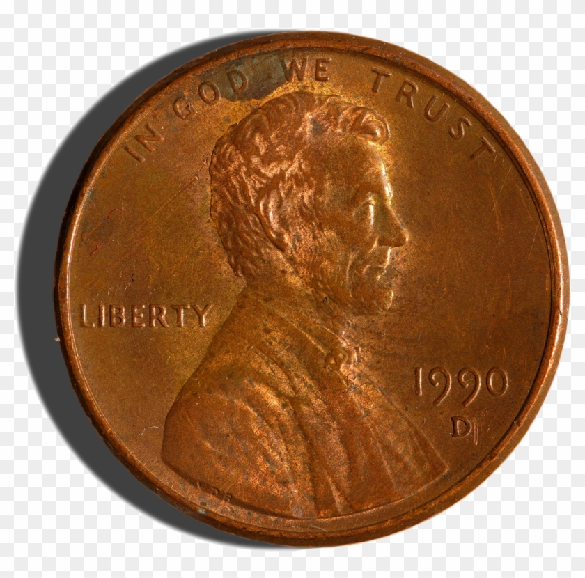 1990-issue Us Penny Obverse Trans - Us Penny Clipart #1755350