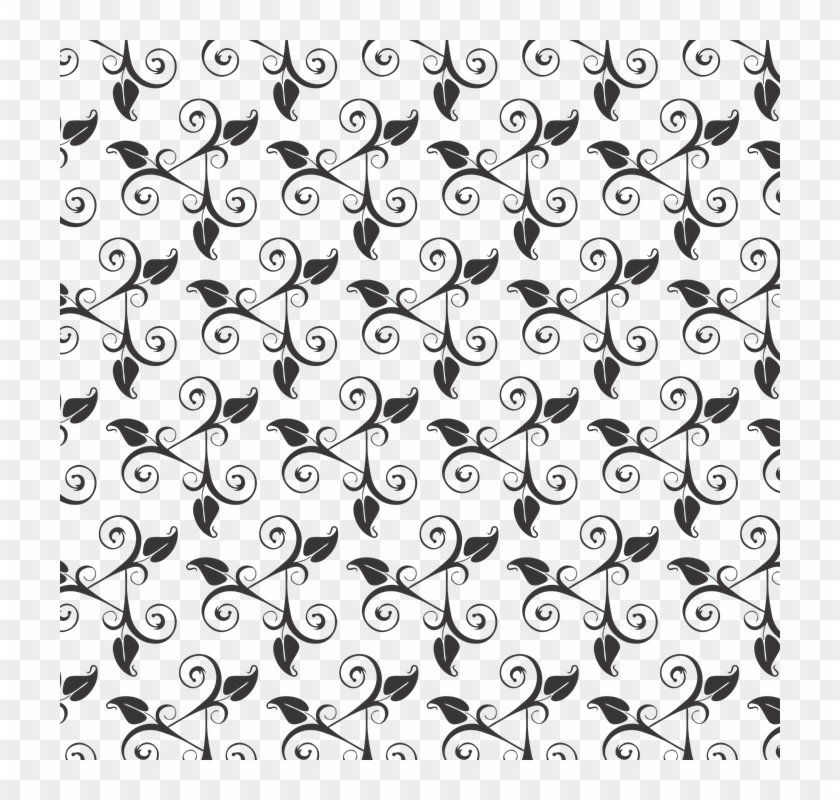 Floral, Mural, Vector, Model, Black And White - Batikhitam Putih Png Clipart #1755771