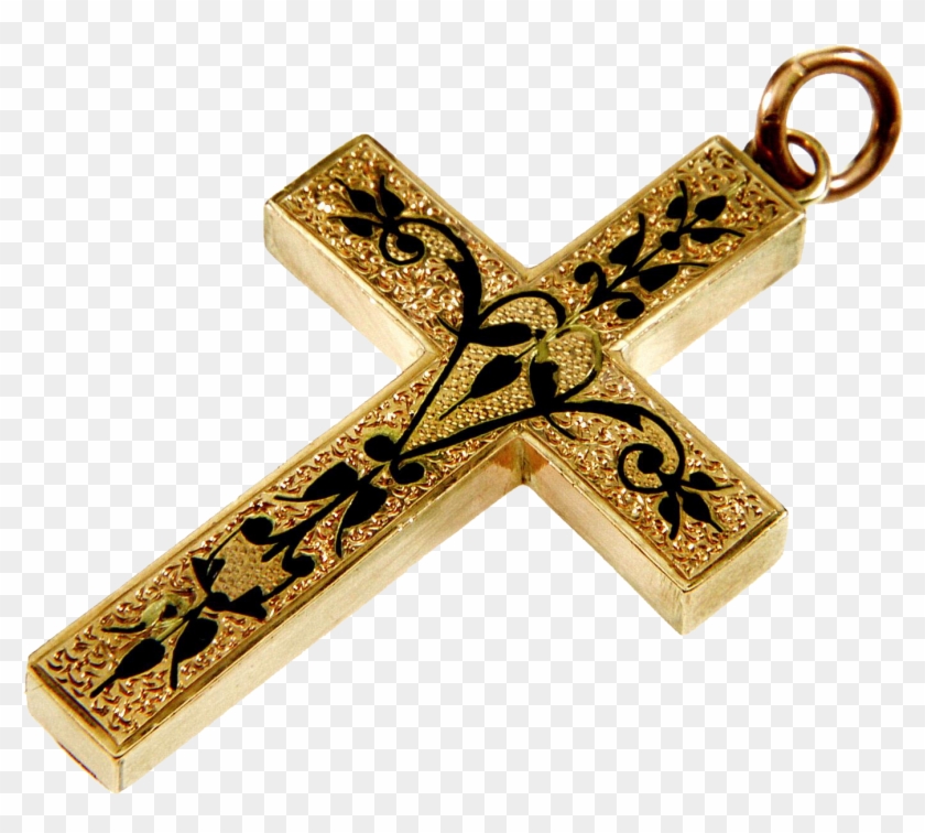 Antique Victorian 9k Rose Gold Taille D'epargne Black - Pendant Clipart #1756146