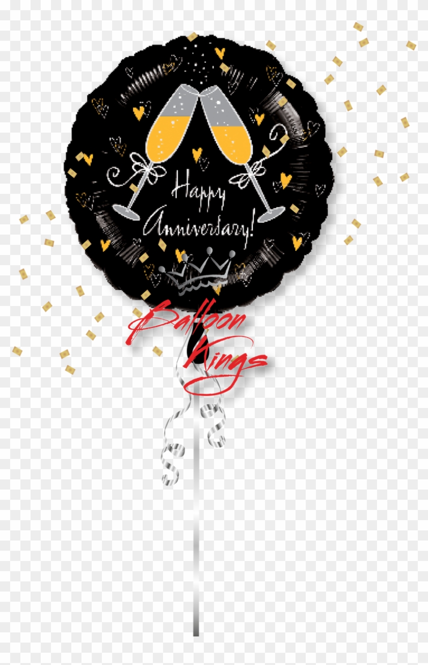 Happy Anniversary Toasting Champagne - Happy Anniversary Foil Balloon Clipart