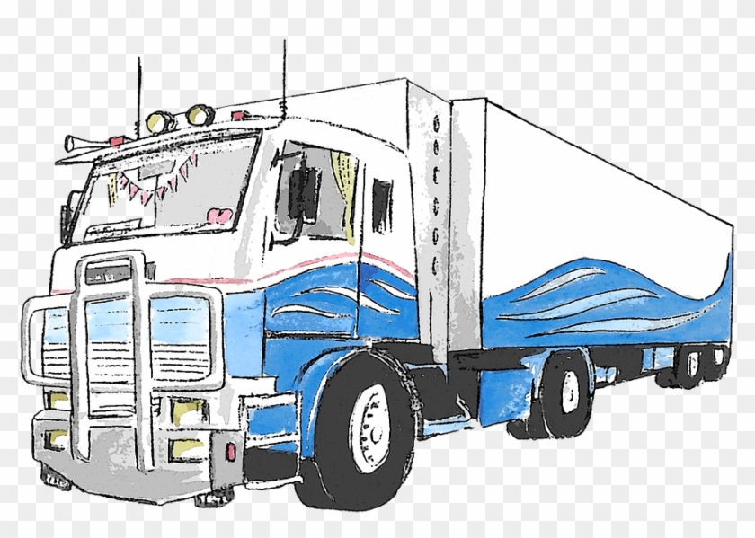 Watercolour, Truck, Blue, Traffic, Vehicle, Watercolor - Truck Watercolor Clipart #1756545