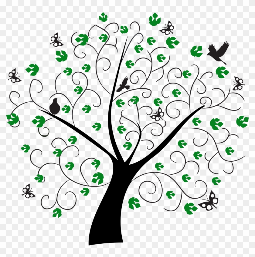 This Free Icons Png Design Of Abstract Tree And Butterflies Clipart