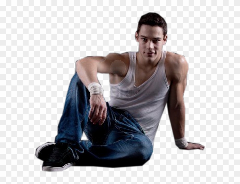 Guy In Tank Top Sitting - Sitting Clipart