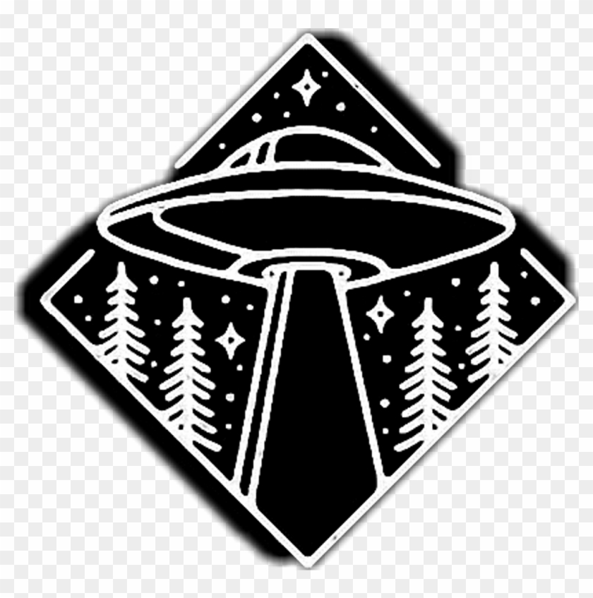 #aesthetic #alien #spaceship #woods - Alien Black Clipart