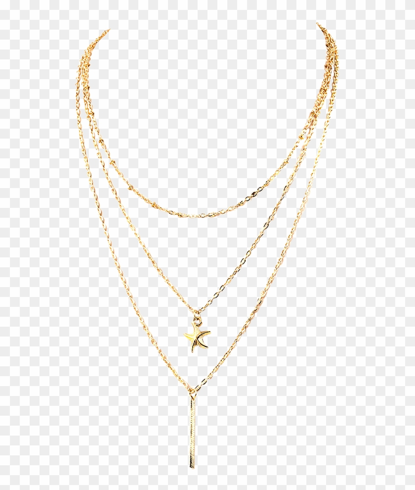 Dropshipping For Stylish Starfish Layered Necklace - Layered Gold Necklace Png Clipart #1758816