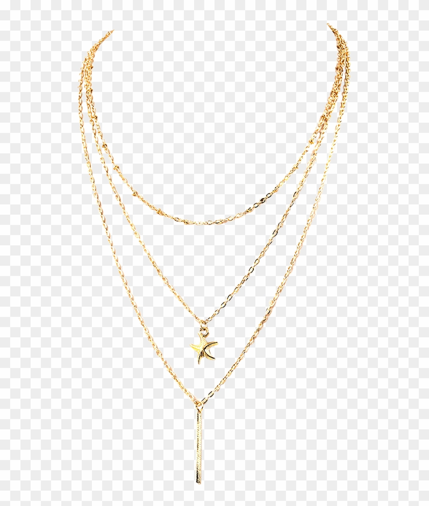 Dropshipping For Stylish Starfish Layered Necklace - Layered Gold Necklace Png Clipart