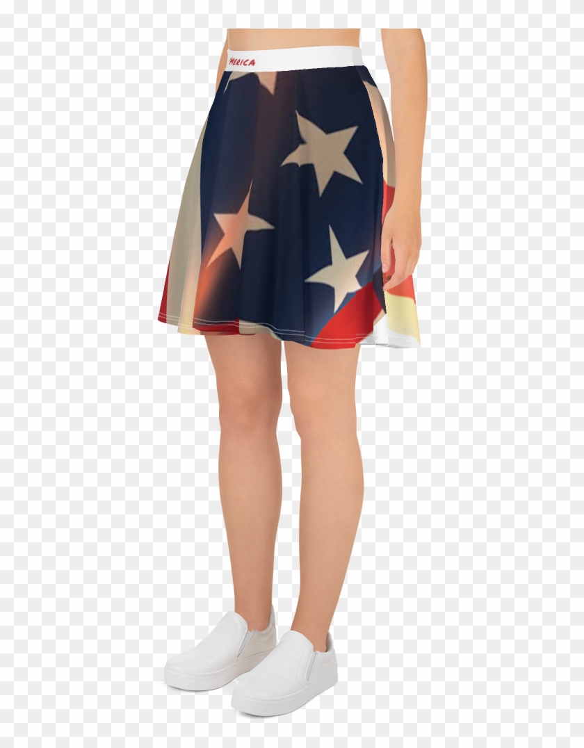 "'merica" Vertical American Flag Waving Bright Skater - Black Pencil Skirt At Mr Price Clipart