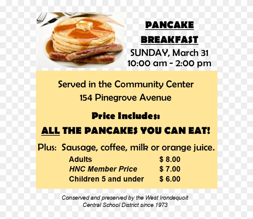 Helmer Nature Center Pancake Breakfast - Pancakes And Sausage Clipart