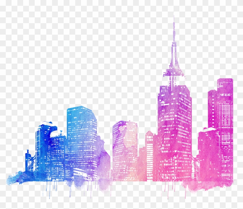 City Cityscape Horizon Sketch Free - City Skyline Drawing Clipart