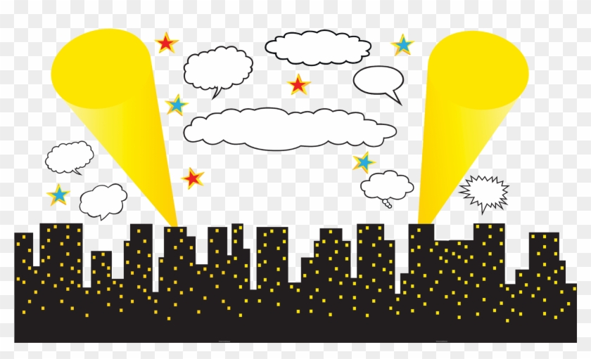 Superhero Cityscape Bulletin Board Display - Superhero Cityscape Clipart
