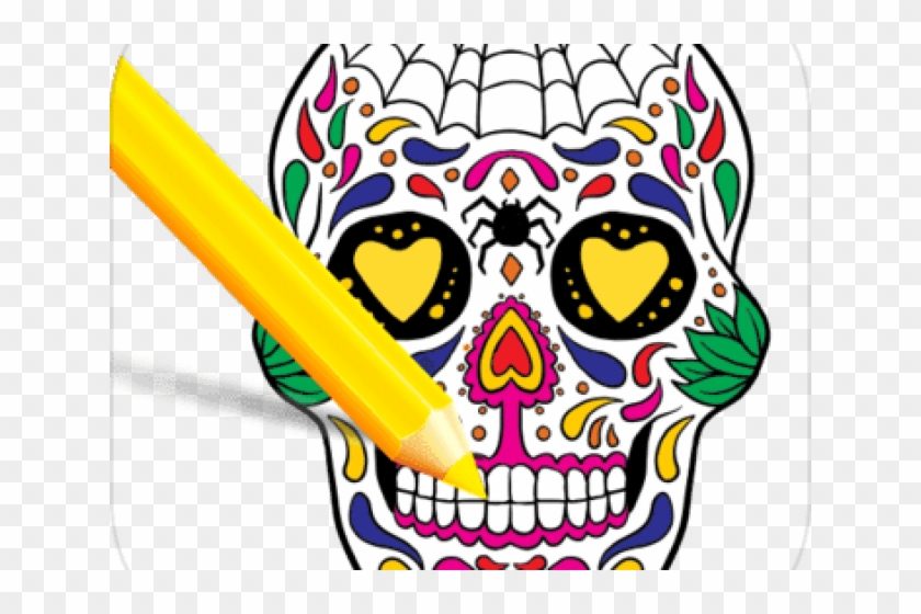Sugar Skull Clipart Scary - 할로윈 해골 가면 색칠 - Png Download