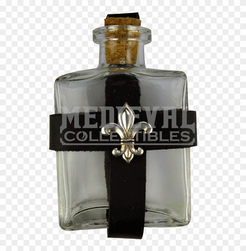 Glass Potion Bottle With Fleur De Lis Holder - Glass Bottle Clipart #1765186