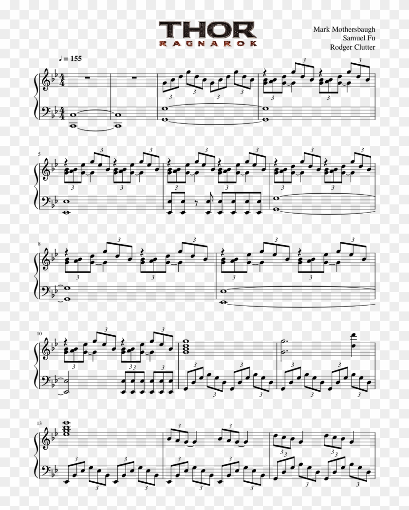 Thor - Ragnarok - Main Theme - Mark Mothersbaugh - - Partitura Thor Ragnarok Theme Clipart