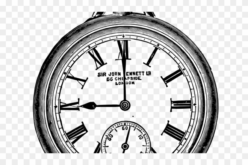 Drawn Pocket Watch Illustration Png - Pocket Clock Png Silhouette Clipart