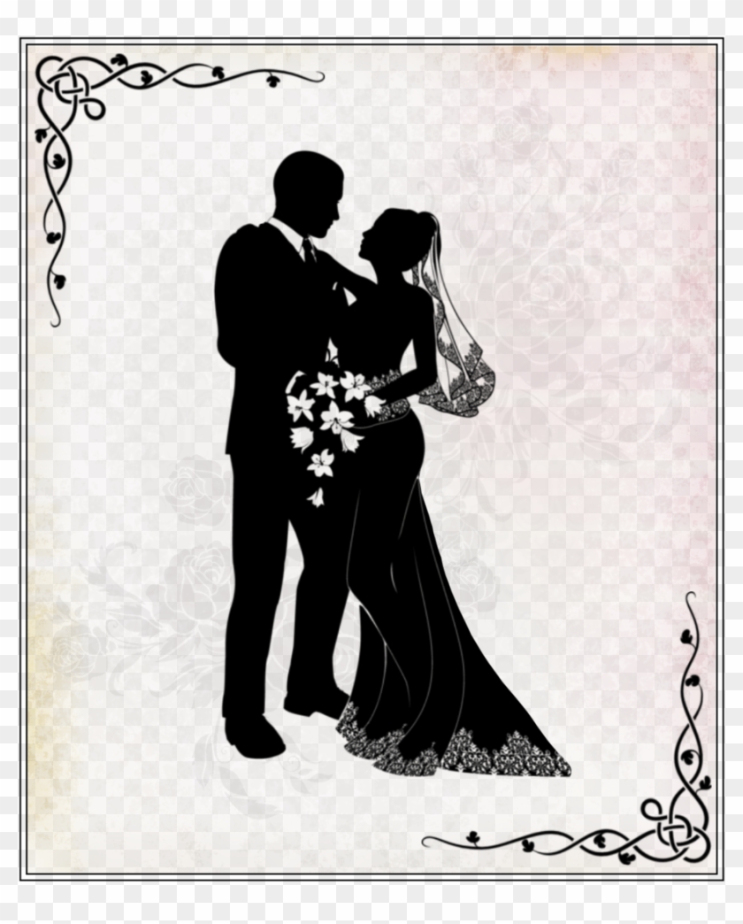 Wedding Silhouette Couple Clipart Wedding Invitation - Wedding Couple Vector Png Transparent Png #1769493