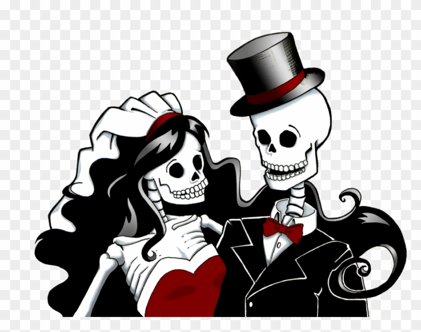 Bride Clipart Sugar Skull - Skull Bride And Groom - Png Download