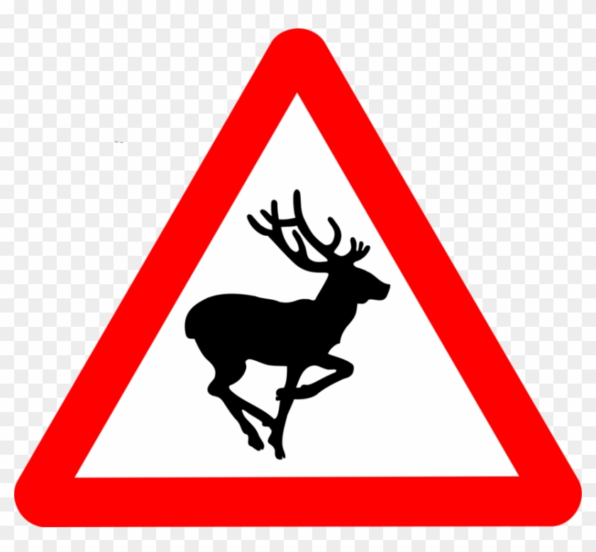 Deer The Highway Code Traffic Sign Warning Sign - Deer Road Sign Uk Clipart #1770153